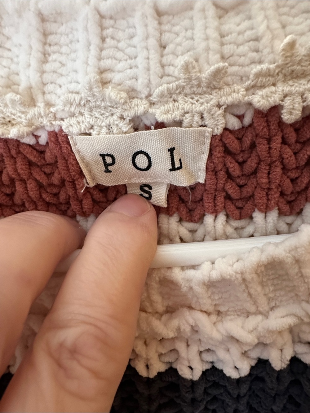 POL Chunky Striped Crew Sweater in Cream, Black & Brown - Picture 2 of 7